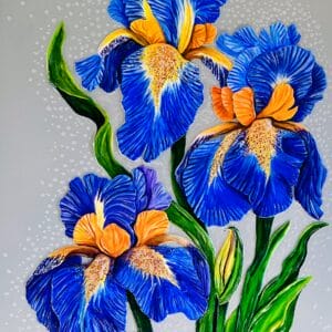Natural Desire. Irises. Textured Painting